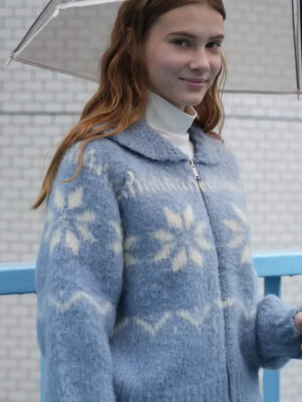 [15th] Snowball knit cardigan (sky blue)