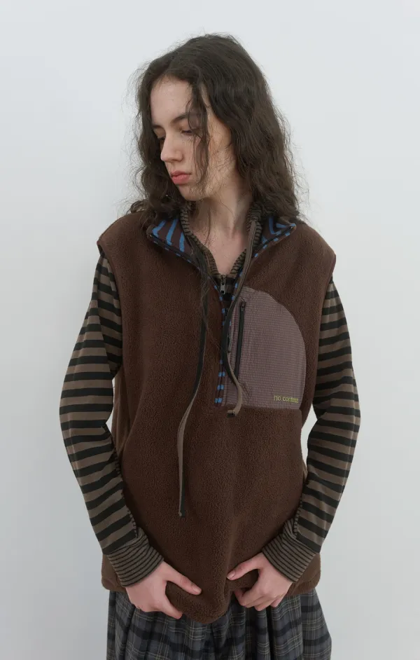 439. Fleece Vest_Brown