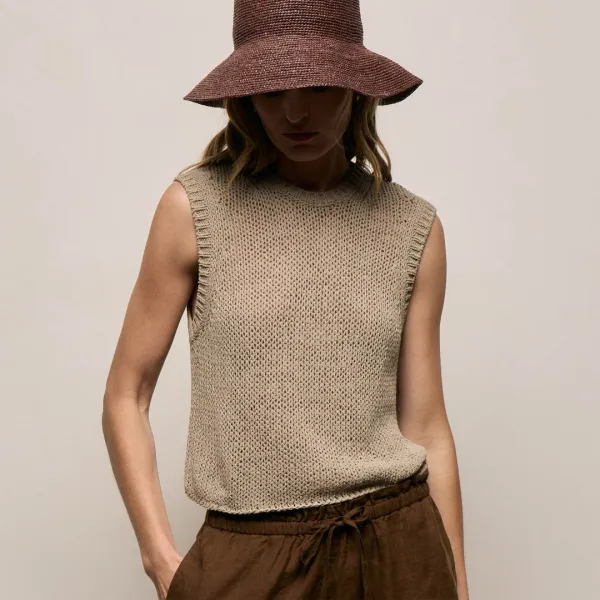Cotton Linen Sweater Tank - Overcast