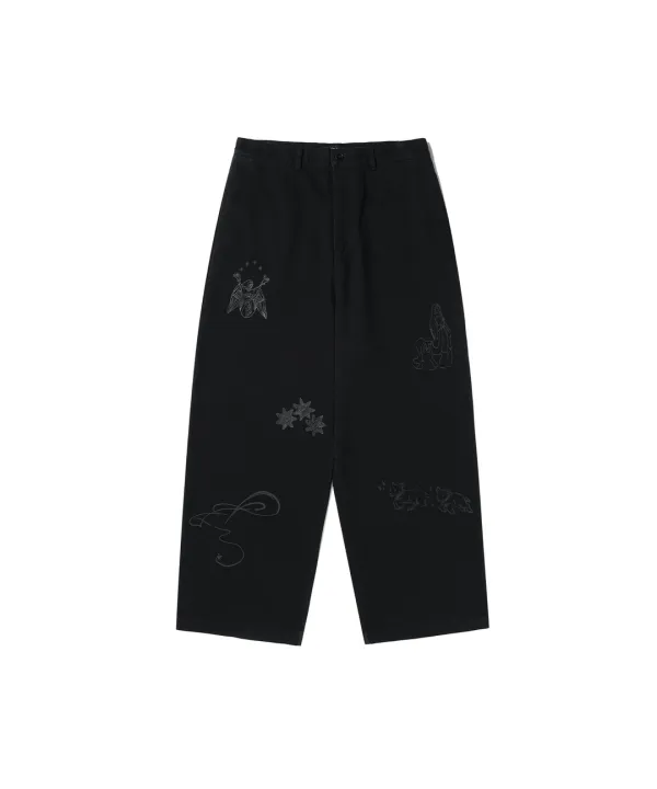 doodle cotton washed pants[black]