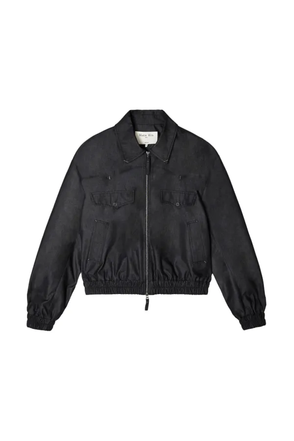 WESTERN DETAIL DENIM LIKE BLOUSON IN BLACK
