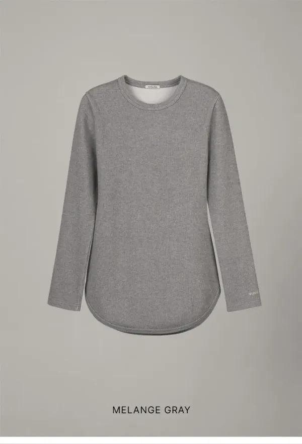 CUT-OUT LONG SLEEVES TOP_MELANGE GRAY