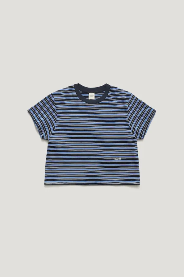 TELL ME STRIPE CROP T-SHIRT_BLUE / ₩69,000  ->  ₩62,100 (10%)