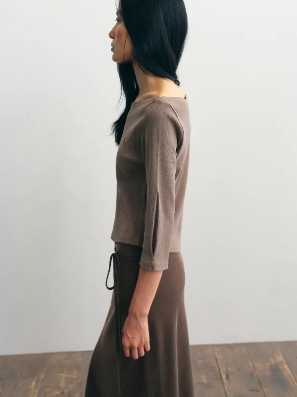 Moss Boat Neck Tee_Brown