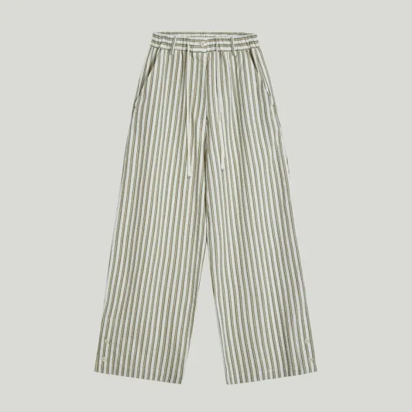 [소연달 착용 | Restock] seersucker stripe wide pants_ivory/kaki