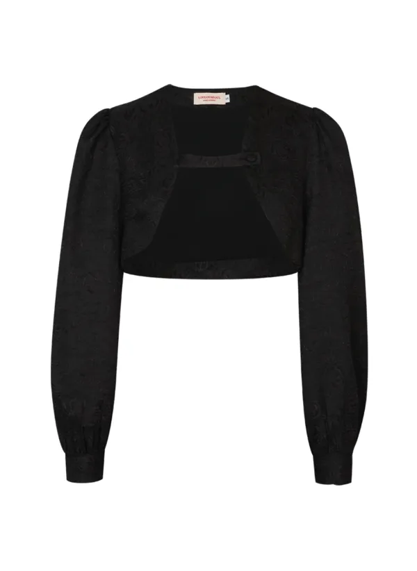Rose Jacquard Button Bolero (Black)