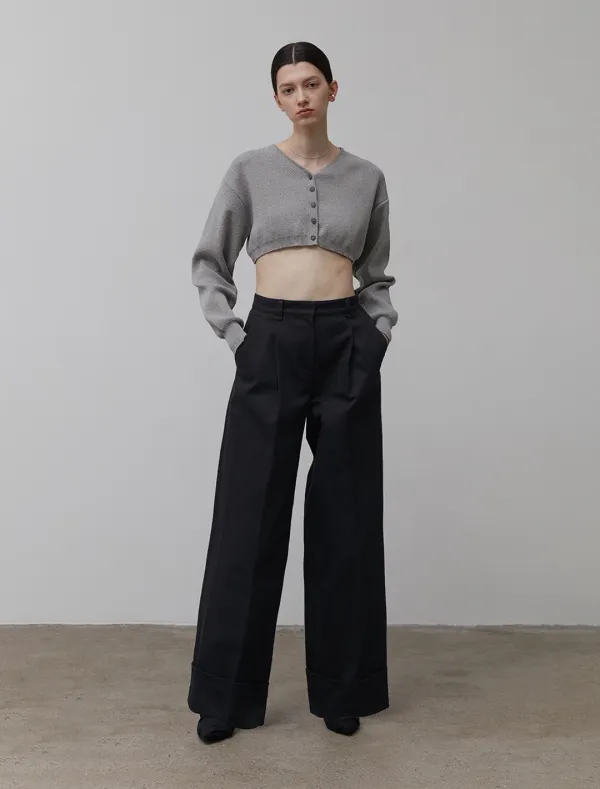 ROLL-UP COTTON PANTS [BLACK]
