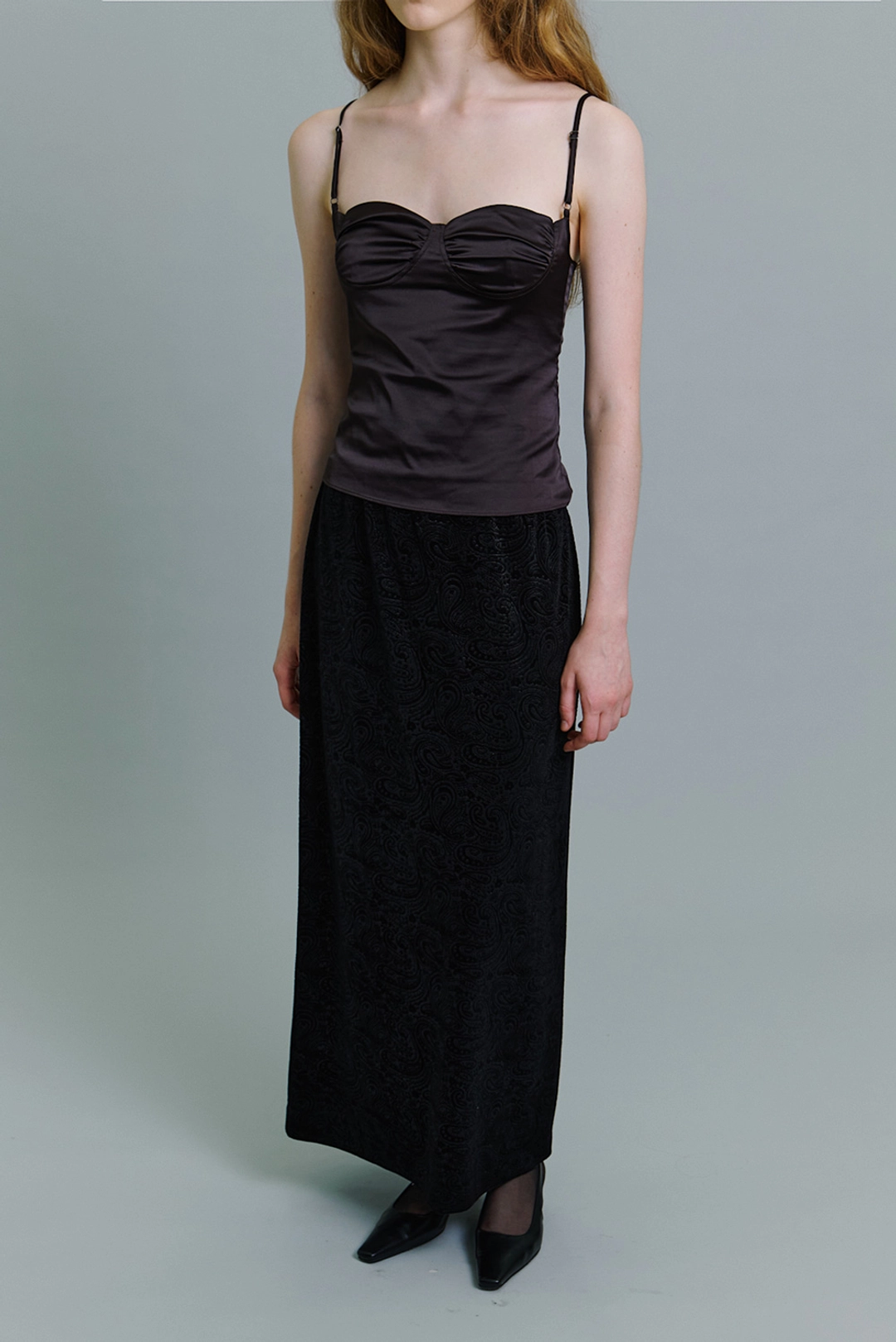 엘오61 Velvet Paisley Skirt 상품 이미지 1