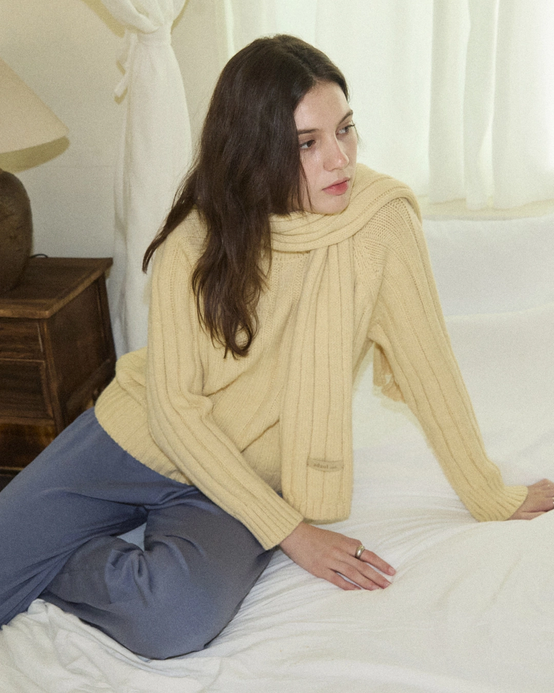 어다울 Flow classic raglan knit muffler set - butter 상품 이미지 3