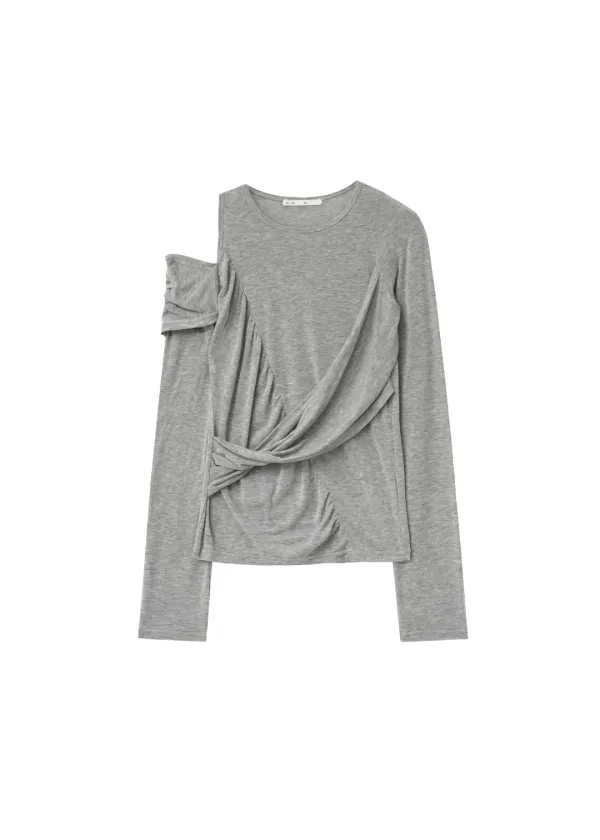 [2ND] TWIST DRAPE TOP, GRAY