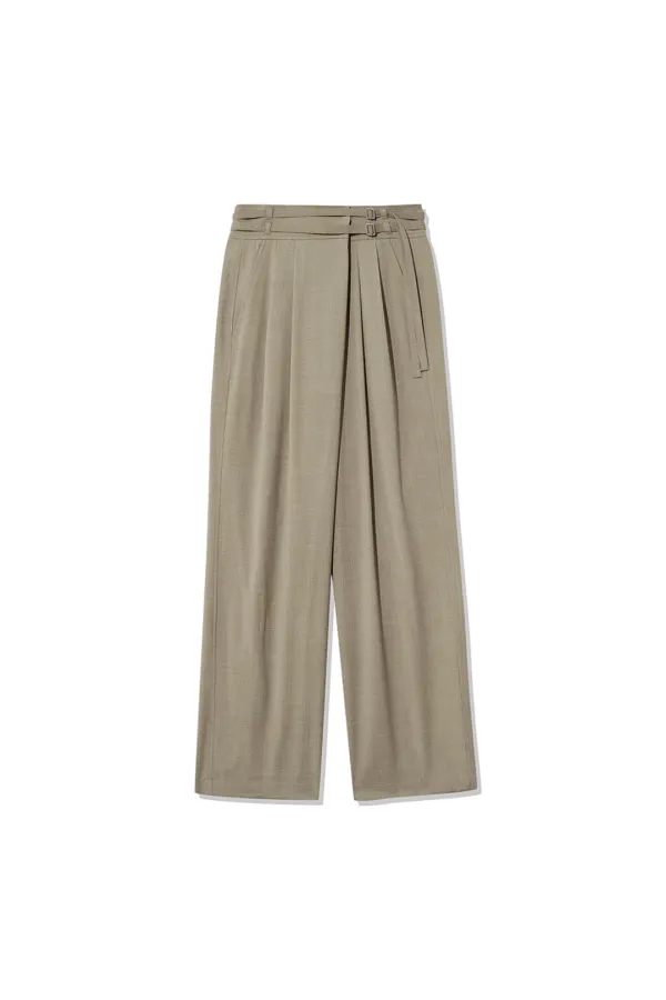 OVERWRAP WIDE TROUSERS [BROWN]
