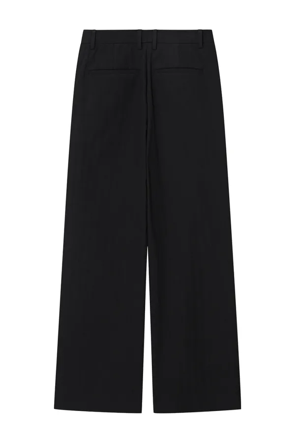 REFINED WOOL BLEND TROUSERS [BLACK]