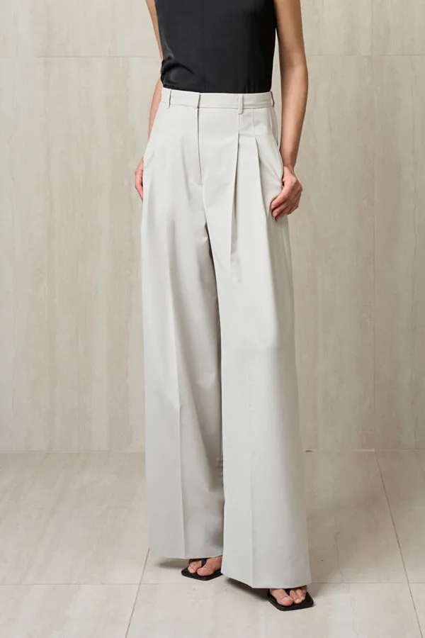 PLEATED WIDE TROUSERS ECRU