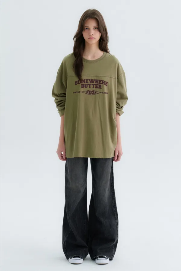 [Release] 10.7 출고 Long Stitch Square Logo Top - Khaki