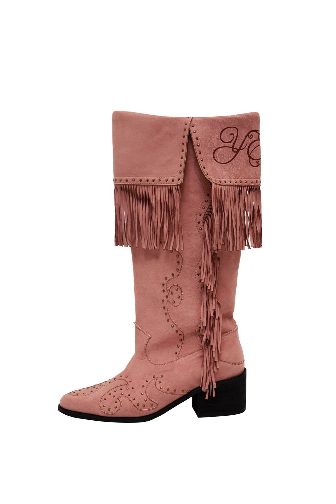와이이이엘 STUDDED SUEDE FRINGE BOOTS PINK 상품 이미지 3