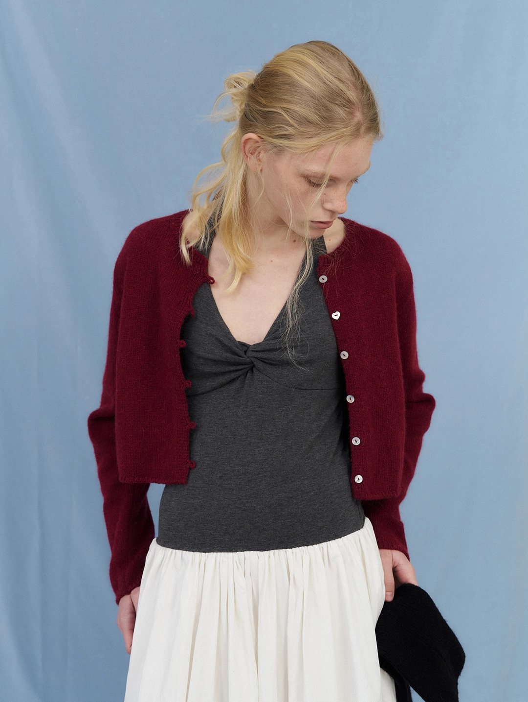 포에토 [2nd] The love alpaca cardigan - burgundy 상품 이미지 2
