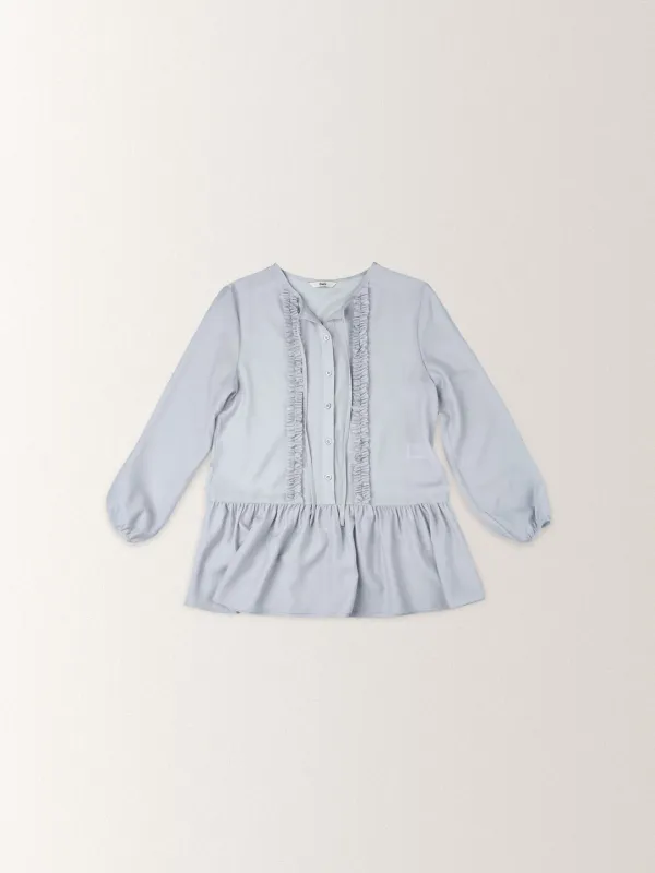 RUFFLE WRAP BLOUSE [ PALE BLUE ]