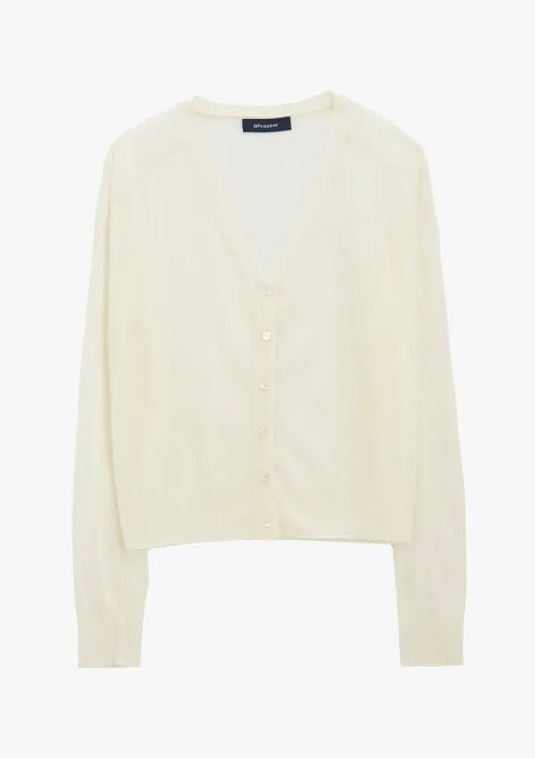 Linen blend summer cardigan Ivory