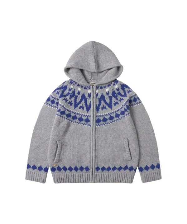 KN4242 Nordic knit hood zip-up_Gray