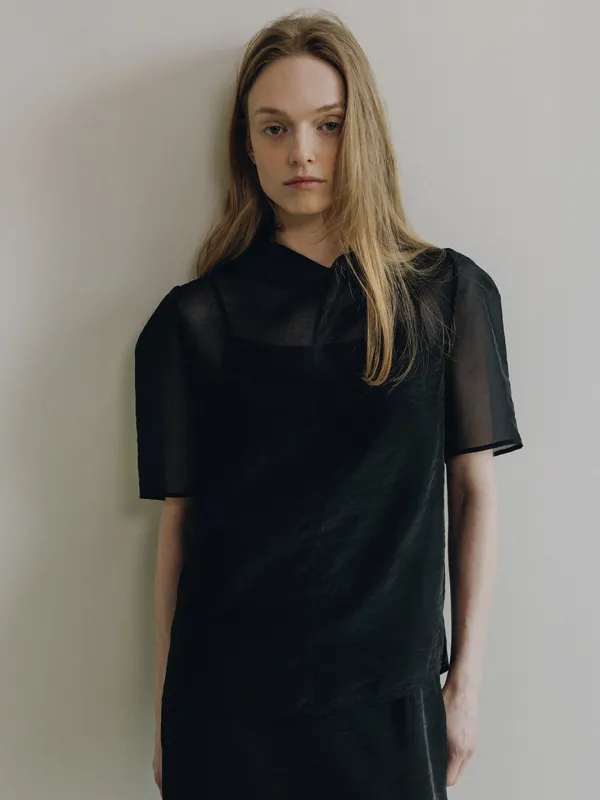 Organza Cowl-Neck Blouse SS6MB734-10
