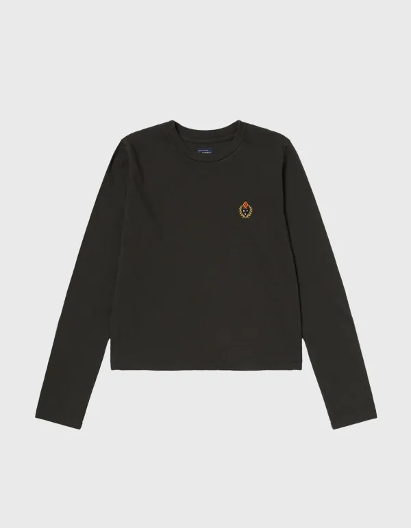 CREST WASHED 17S LONG SLEEVE (W) / Black