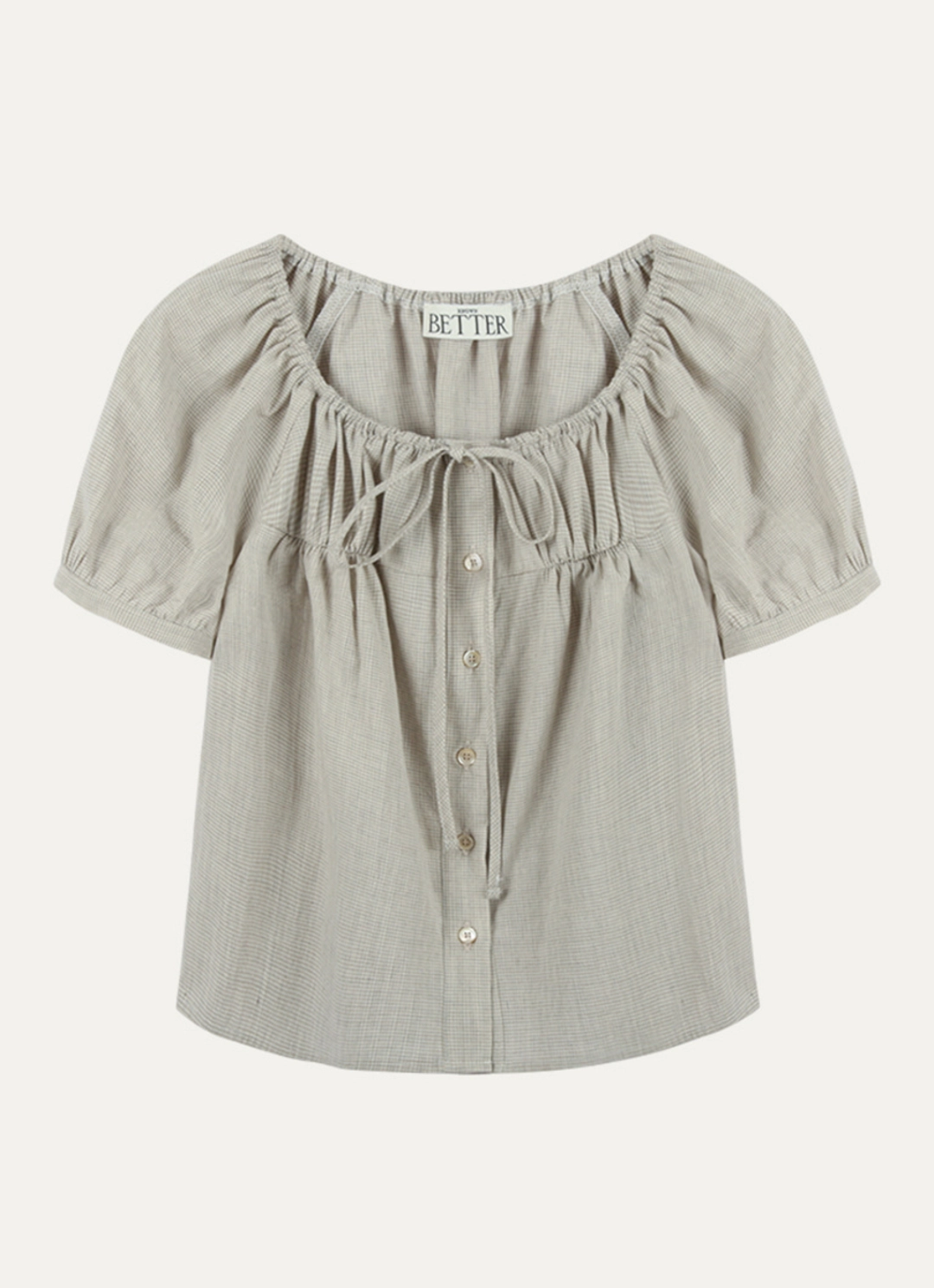 노운베러 Shirring ribbon blouse [KNSS03BL06]_Beige 상품 이미지 3