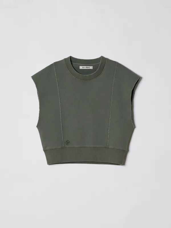 CUTTING PIGMENT SLEEVELESS [GREEN]