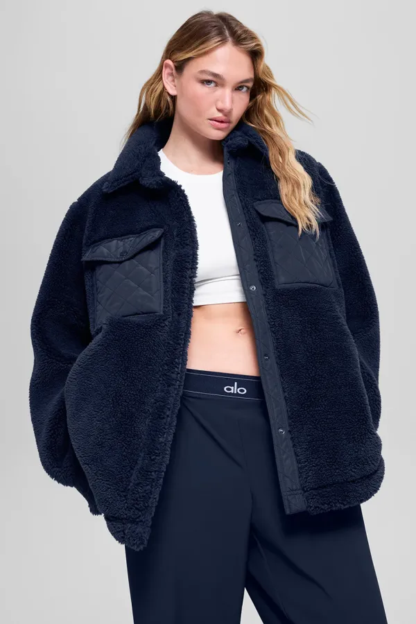 Sherpa Edge Shacket - Navy