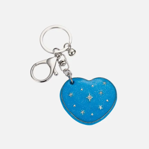 heart dia mirror key ring-blue