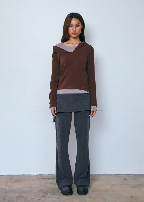 [SET] Button Layered Skirt Pants_Charcoal