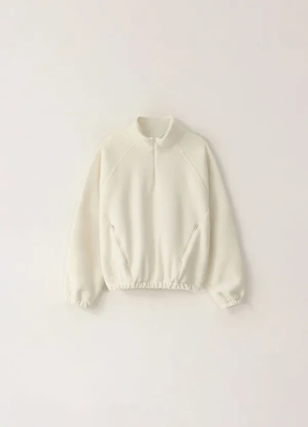 Terry Half-Zip Sweatshirt - Ivory