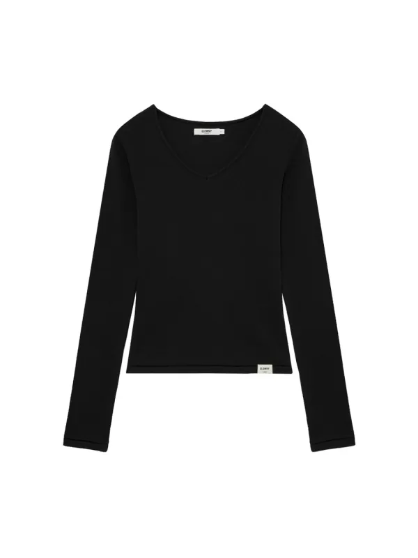 G CHARM V-NECK LONG SLEEVE (BLACK)