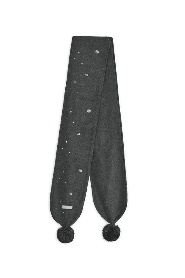 Embo pom-pom fleece muffler (Charcoal)