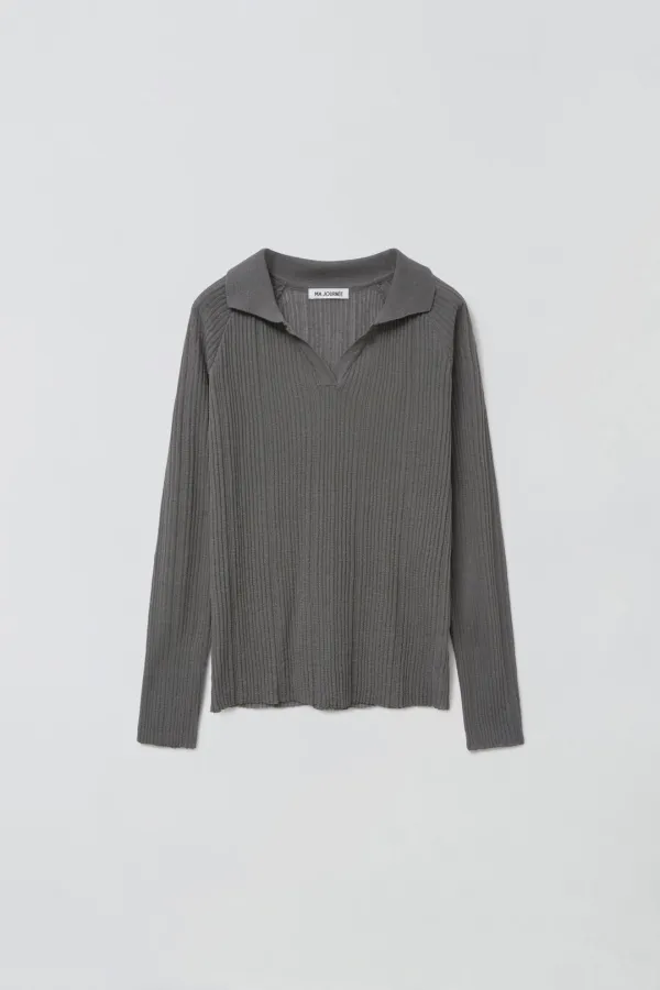 SHEER PIQUE KNIT_CHARCOAL