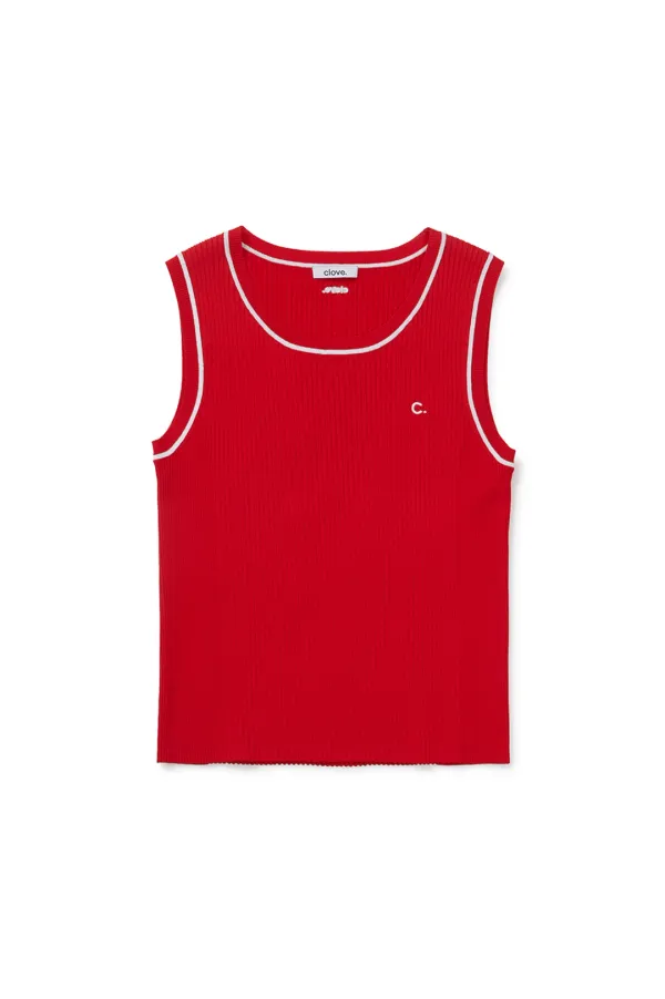 [26SM clove] Sleeveless Knit top (Red)
