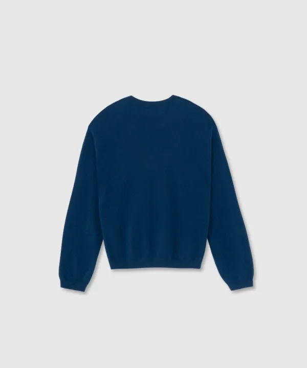Round neck cashmere knit (Blue)