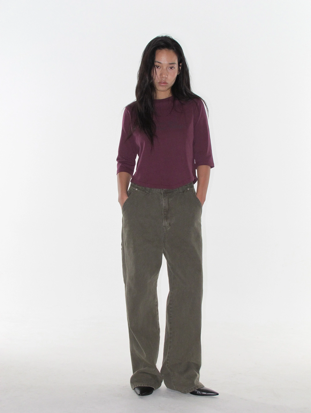쏘딩키브레드 Nothing Printing Purple T-shirt 상품 이미지 1