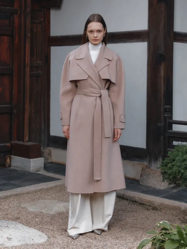 [REFURB] DIANA Merino Wool Handmade Trench Coat_Pink Beige