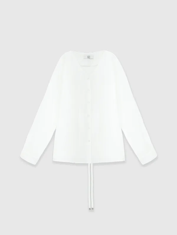 Notch Tencel Blouse (Ivory)