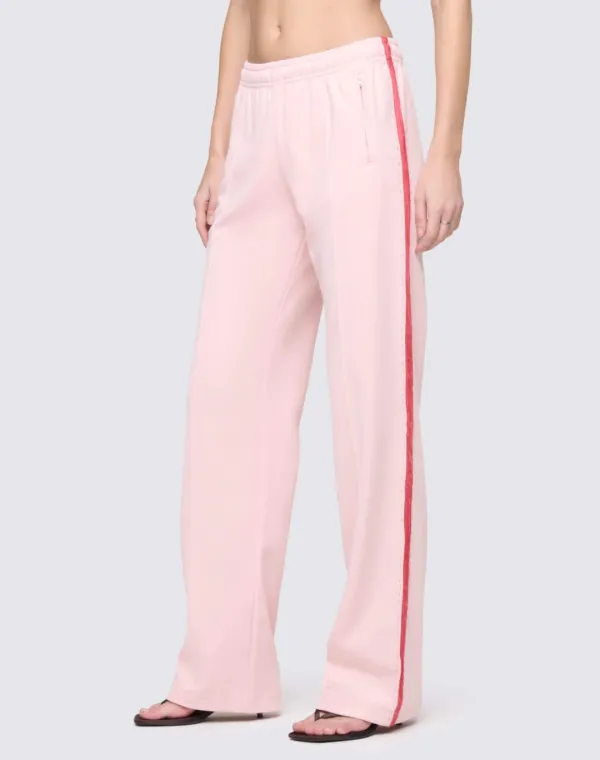 Sunland Track Pant - Pink Salt With Red