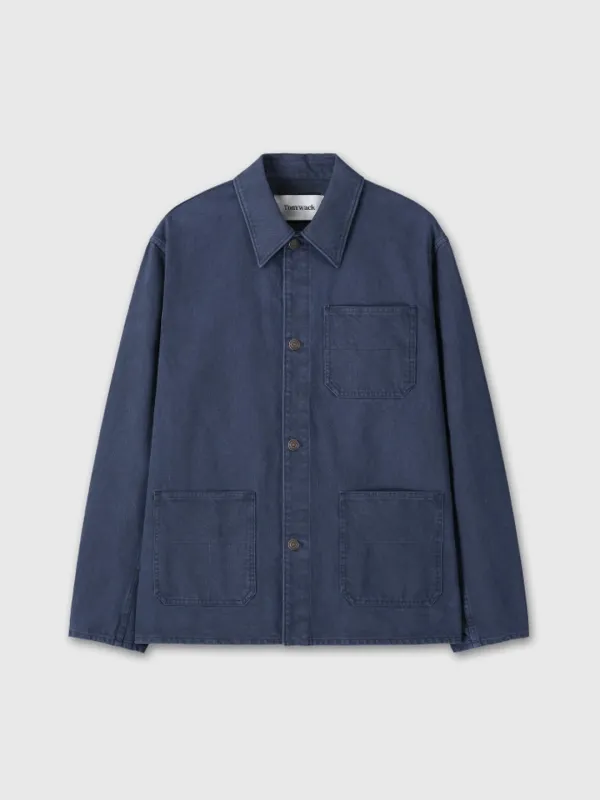 GARMENT WASHED COTTON TWILL UTILITY JACKET_ PURPLE BLUE