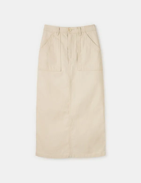 Cone Denim Cotton Long Skirt (Ivory)