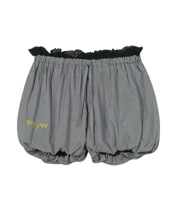 Lace Trim Balloon Shorts [Black]