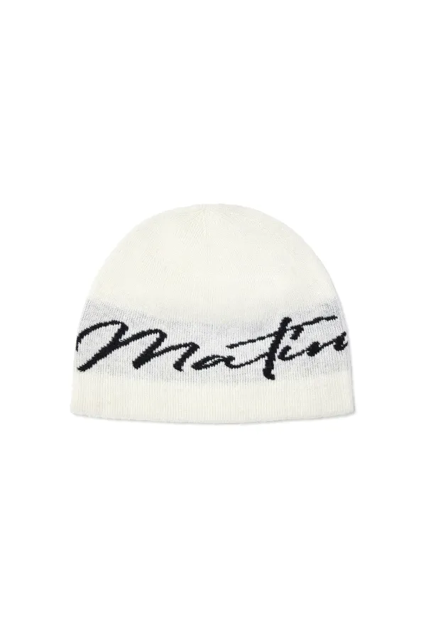 MATIN LOGO SCRIPT BEANIE IN IVORY