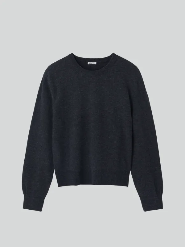 SHIRT CUFFS DETAIL KNIT TOP (CHARCOAL GREY)