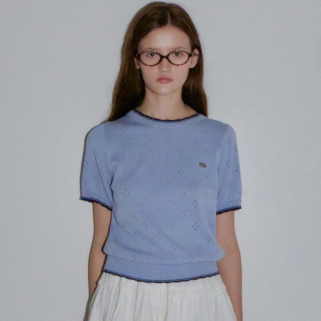 론론 SCOTCH SCALLOP PUFF SORT SLEEVE KNIT SKY 상품 이미지 2