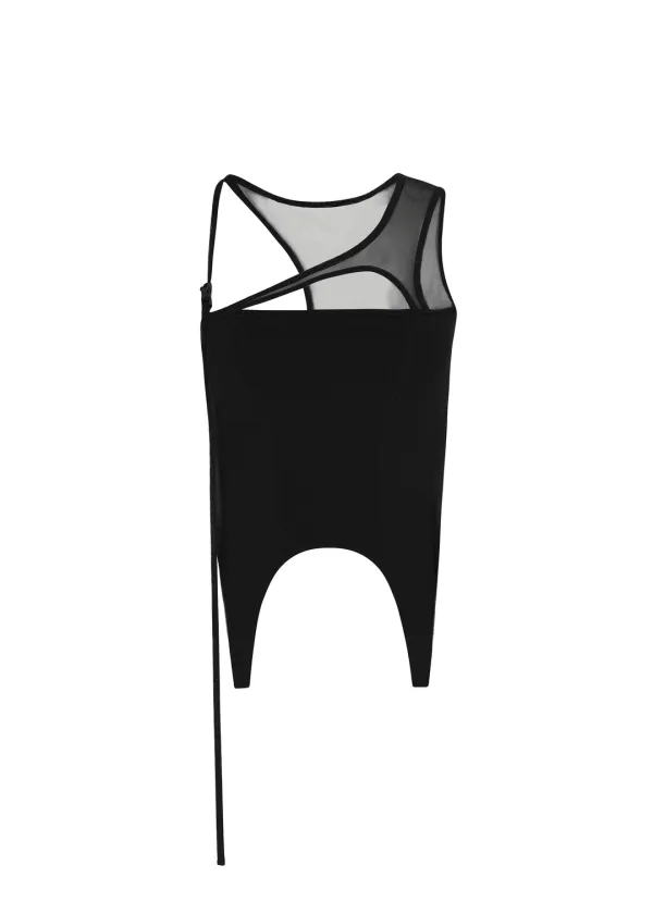 [4TH] CORSET MESH SLEEVELESS, BLACK