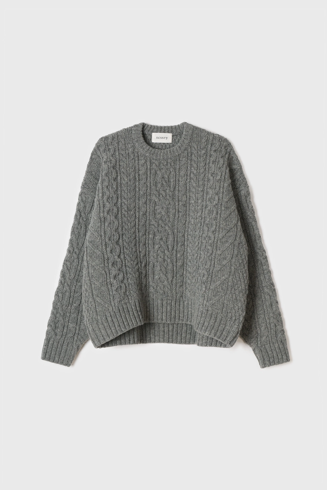 네세서리 Shetland Wool Cable Knit (Melange Grey) 상품 이미지 1