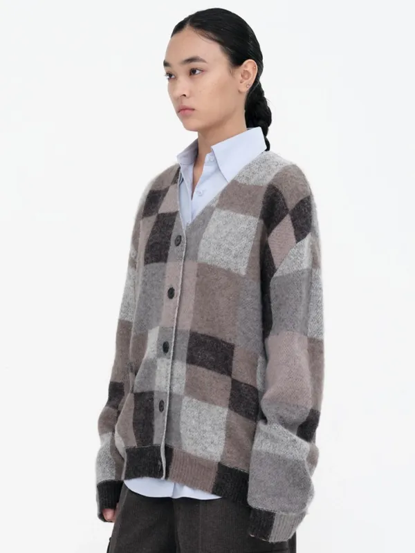 Color Block Oversized Cardigan [Gray]