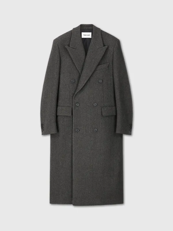 (2026/09/16 12:00 Open) (W) HERRINGBONE WOOL DOUBLE-BREASTED COAT_ MOSS BROWN